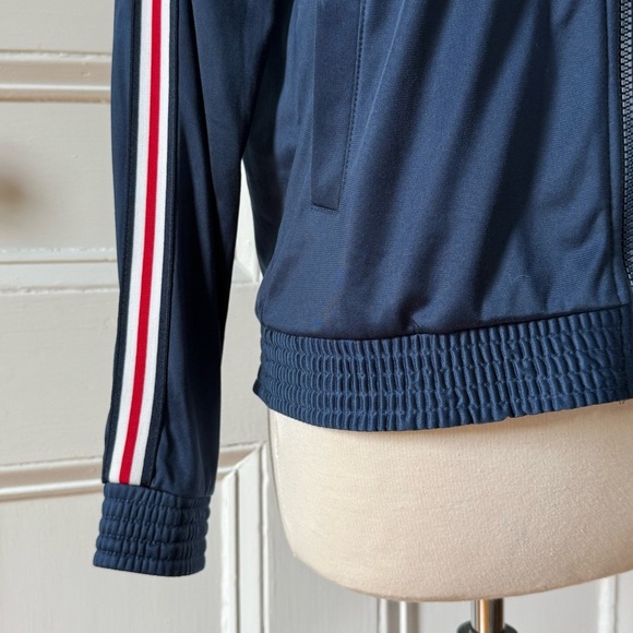 Athletic Works Women’s Navy Blue Track Jacket with Striped Sleeves Small 4-6 - Picture 10 of 11